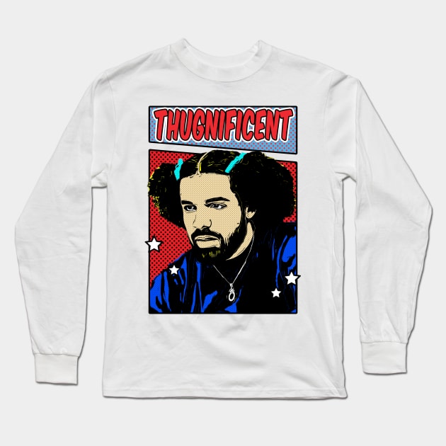 Rapper Style Thugnifincent Pop Art Comic Long Sleeve T-Shirt by Flasher